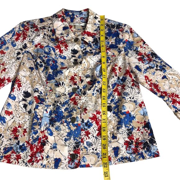 Christopher & Banks Jacket Womens M Petite Floral Art To Wear Abstract Pockets - Picture 12 of 16